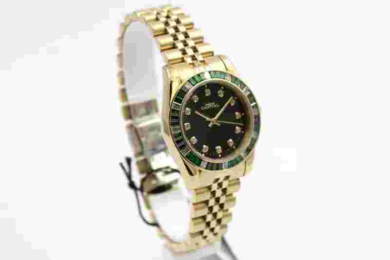 Watch Capital Women's Bracelet Gold Jubilè Green Zircons Luxury Promotion