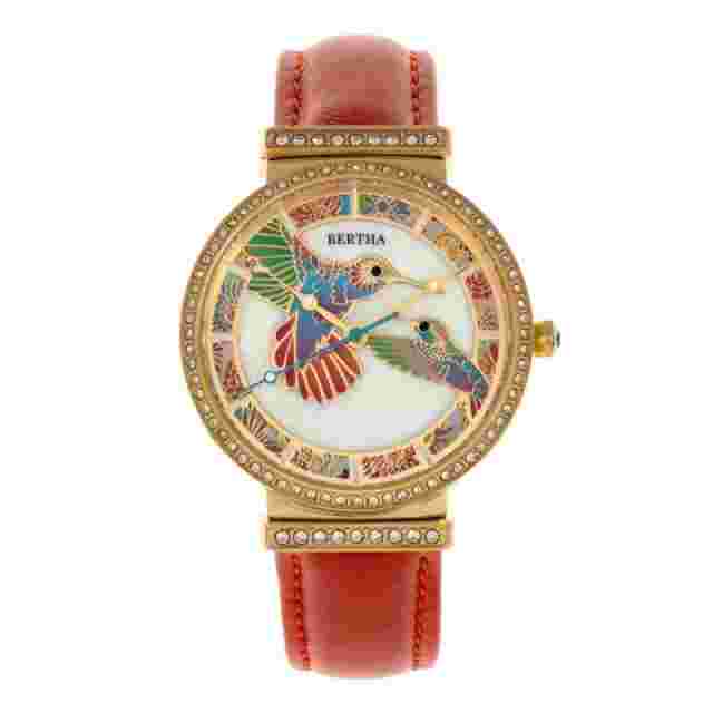 Bertha Ladies Watch HUMMINGBIRDS on Mother of Pearl Dial  NIB Full Warranty