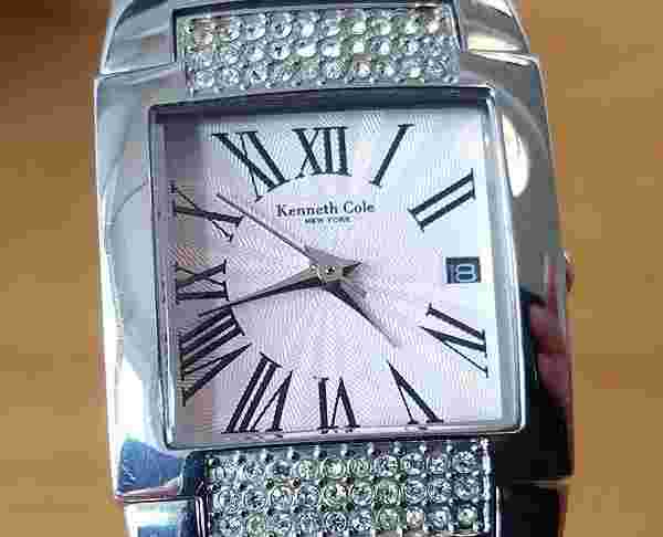 Ladies Baby Pink Leather Kenneth Cole KC2272 Sparkling Crystal Set Analog Watch