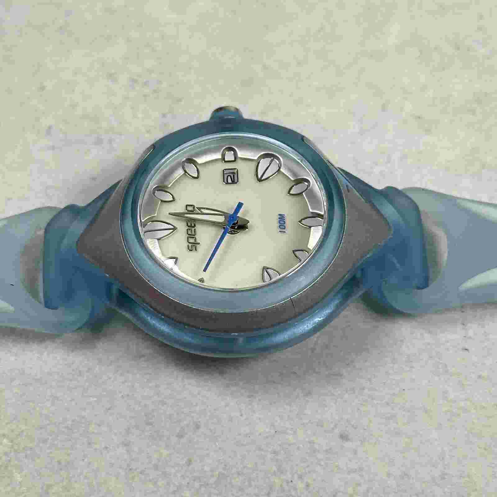 Speedo Watch Womens 34mm Round Date Blue Sport Casual Water Resist New Battery