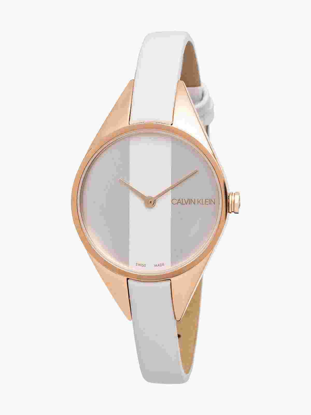 Womens Wristwatch CK CALVIN KLEIN REBEL K8P236L6 Leather White SWISS MADE