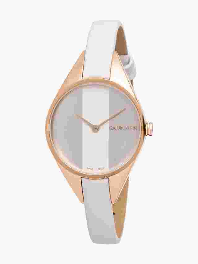 Womens Wristwatch CK CALVIN KLEIN REBEL K8P236L6 Leather White SWISS MADE