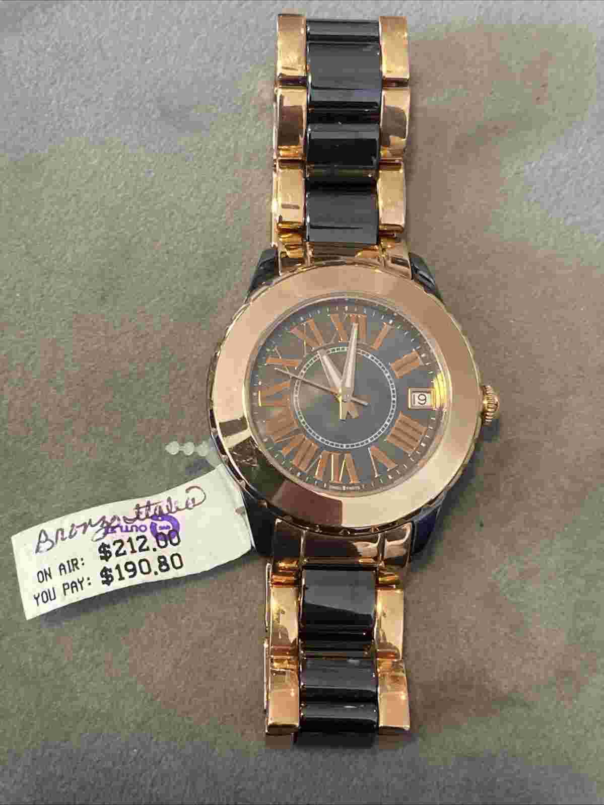 Bronzo Italia Dial Ceramic Link Bracelet Watch Mother-of-Pearl NEW QVC ITALY