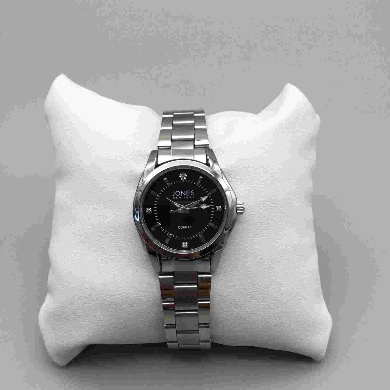 Jones New York Watch Women 30mm Silver Tone Black Dial Stainless Steel 6.5"