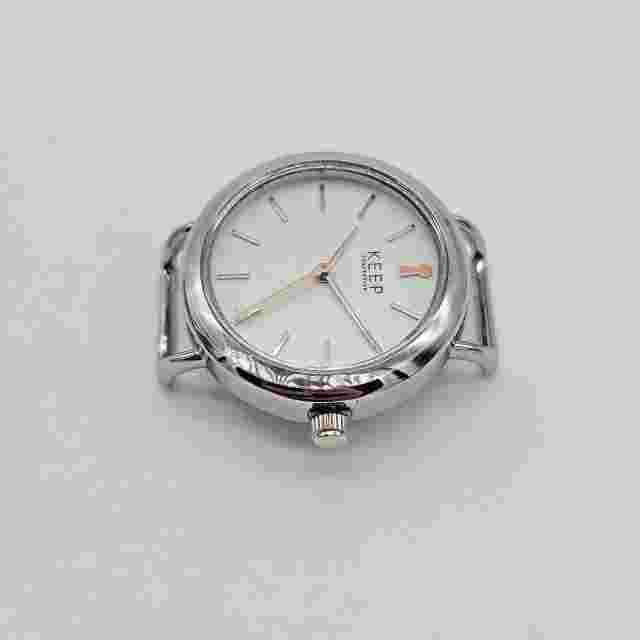 KEEP Collective Round Silver TimeKey Watch w White & Rose Gold Accents