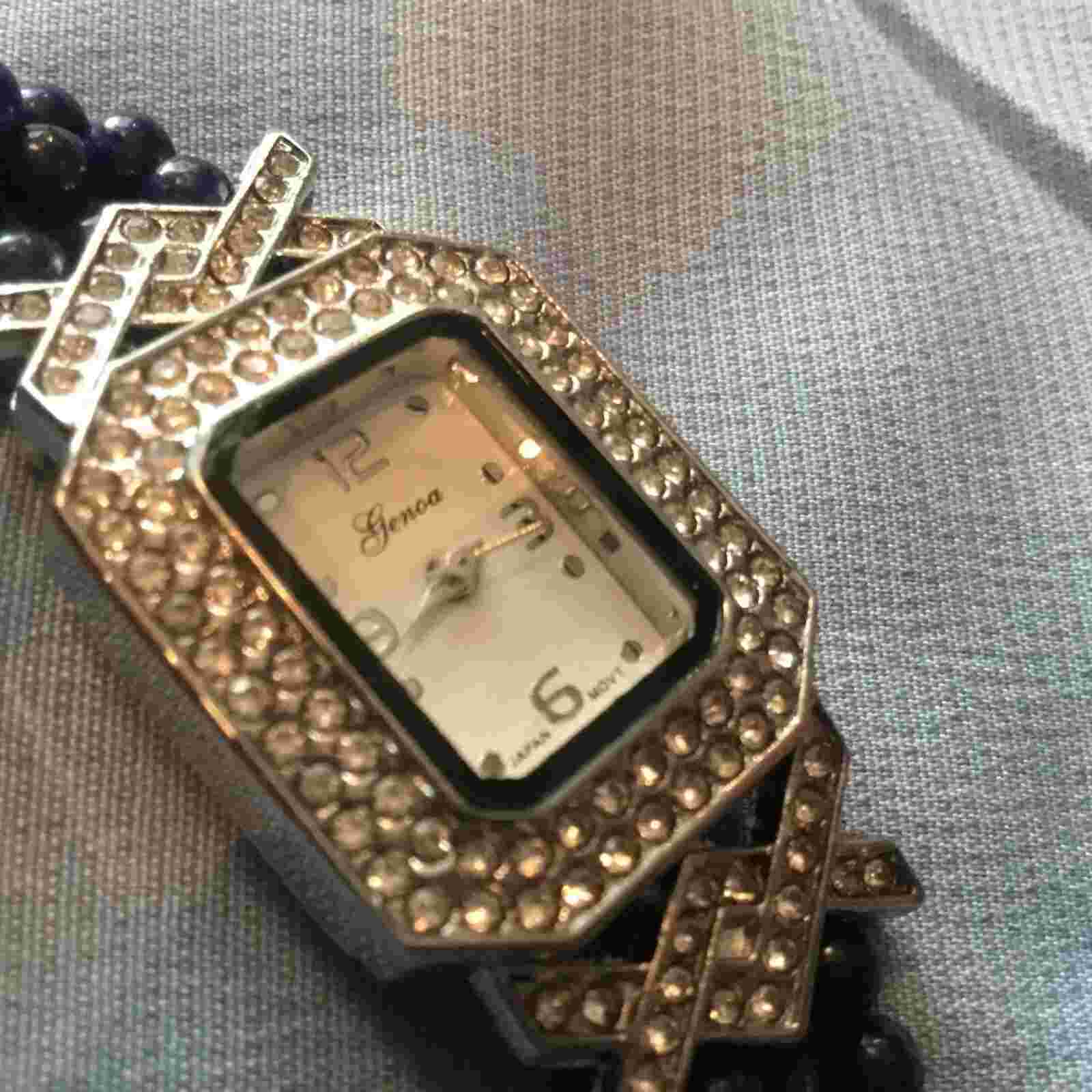 GENOA WATCH WITH AUSTRIAN CRYSTALS AND BEADED BAND
