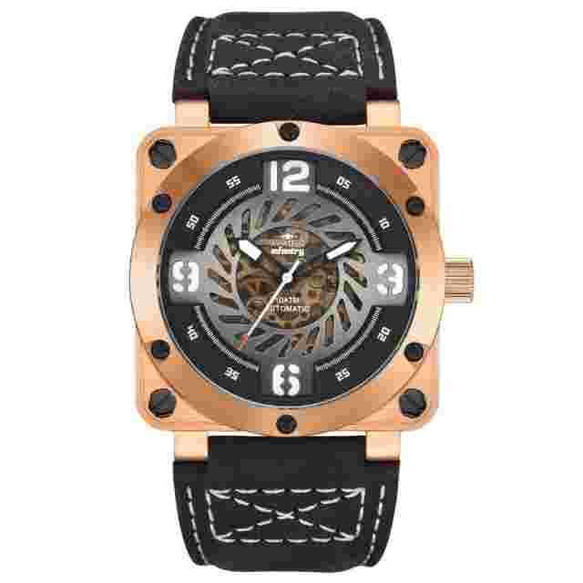 Infantry Aviateur Falcon Black Leather Strap Men Watch AVR-003-SKL-02