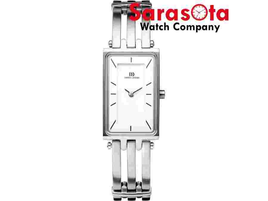 Danish Design IV62Q663 White Dial Titanium Quartz Classic Rectangle Womens Watch
