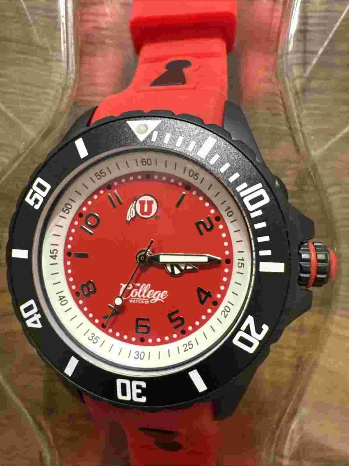 Sports Watch College Red Band Black Bezel Utah University Utes Needs Battery