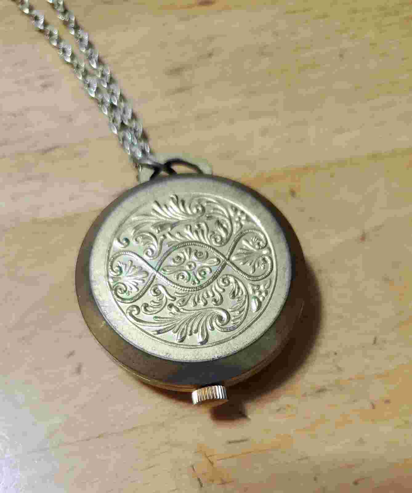 Vintage Woldman Swiss Pendant Necklace Hanging Pocket Watch