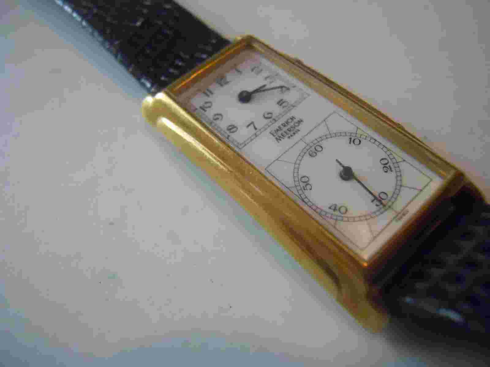Vintage Emerich Meerson women's Black leather band & Analog used wristwatch.