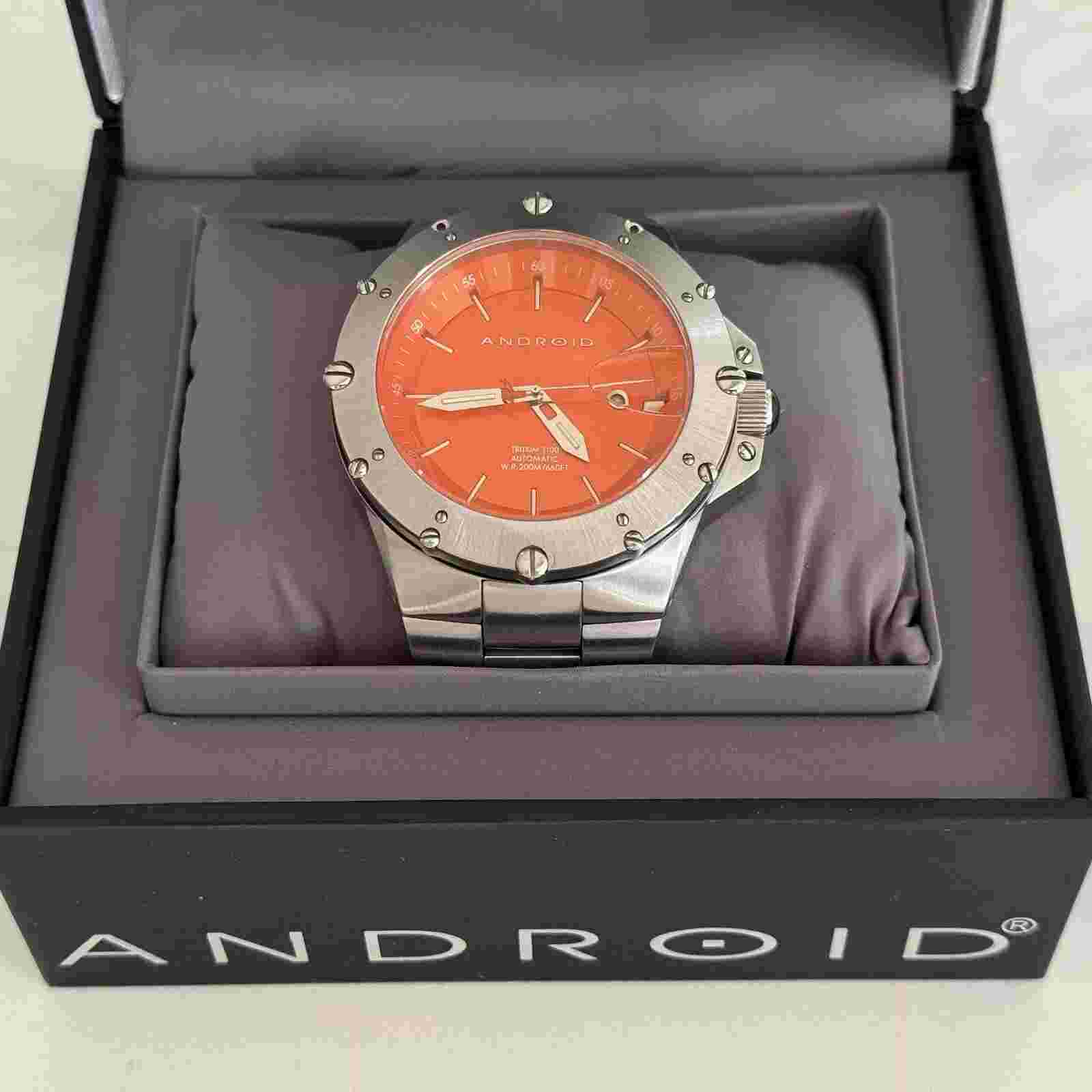 ANDROID Watch Orange Dial Date Feature Waterproof to 660FT