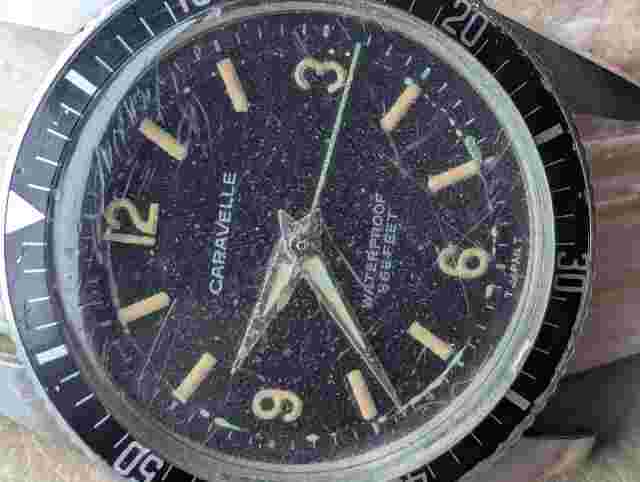 Vintage 1966 Caravelle M6 Sea Hunter Devil Diver w/Warm Patina,Signed Crown