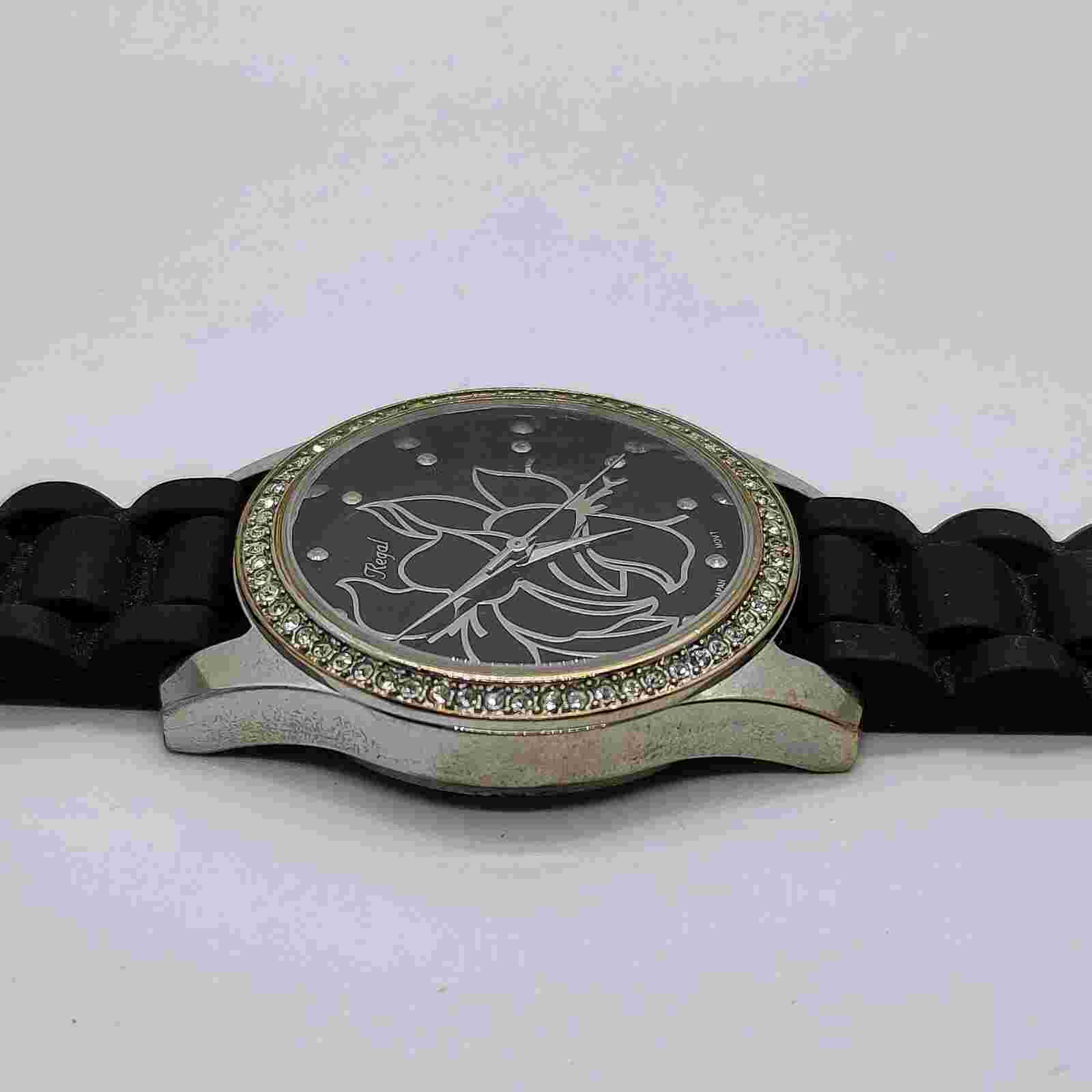 Black Regal Floral Quartz Watch