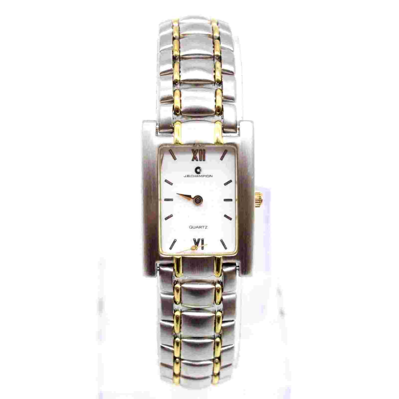 J.B Champion Watch Womens Silver Tone Stainless Steel Quartz Swiss Movement