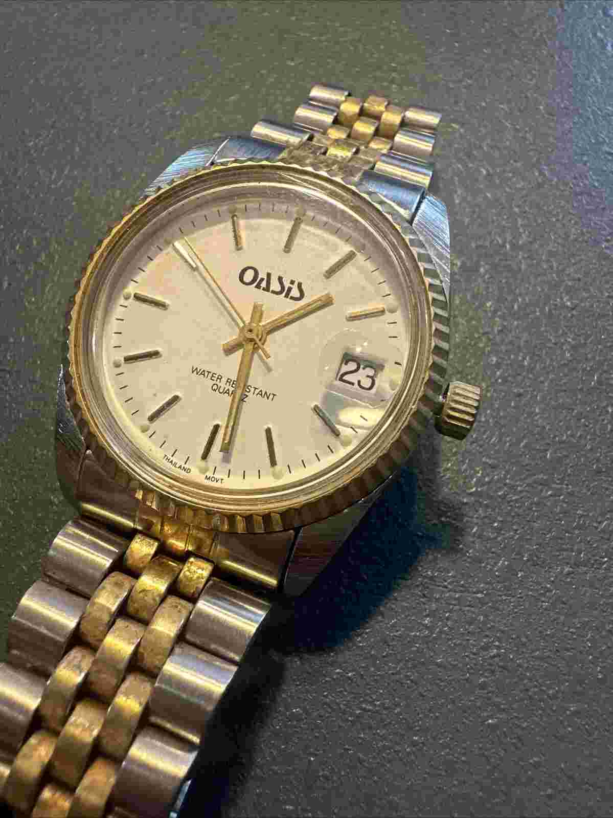 Vintage Men’s Oasis Watch With CYCLOPS LENS Thailand Working RARE