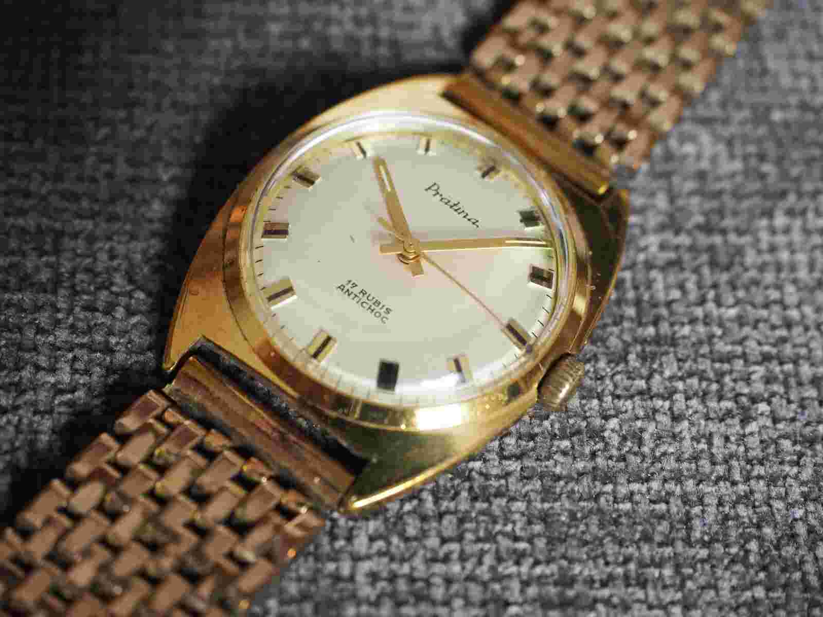 great vintage Prätina men's watch gold plated 60s/70s