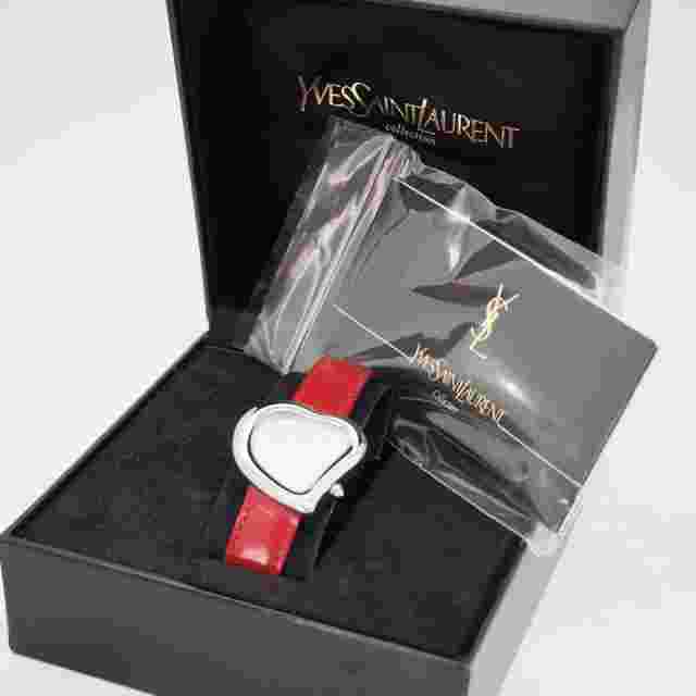 Beautiful YvesSaintLaurent watch, heart, box included, silver, Yves Sa,10383