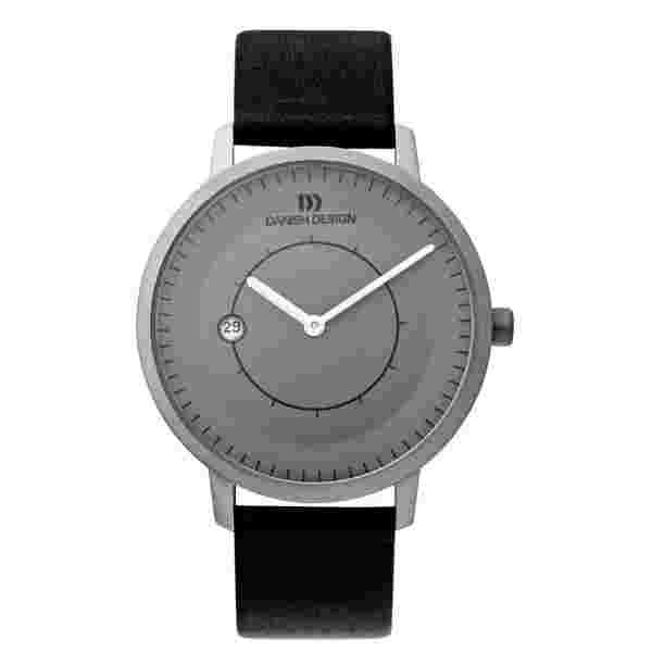 Danish Design IQ13Q832 Gray Dial Titanium Black Leather Quartz Men's Watch