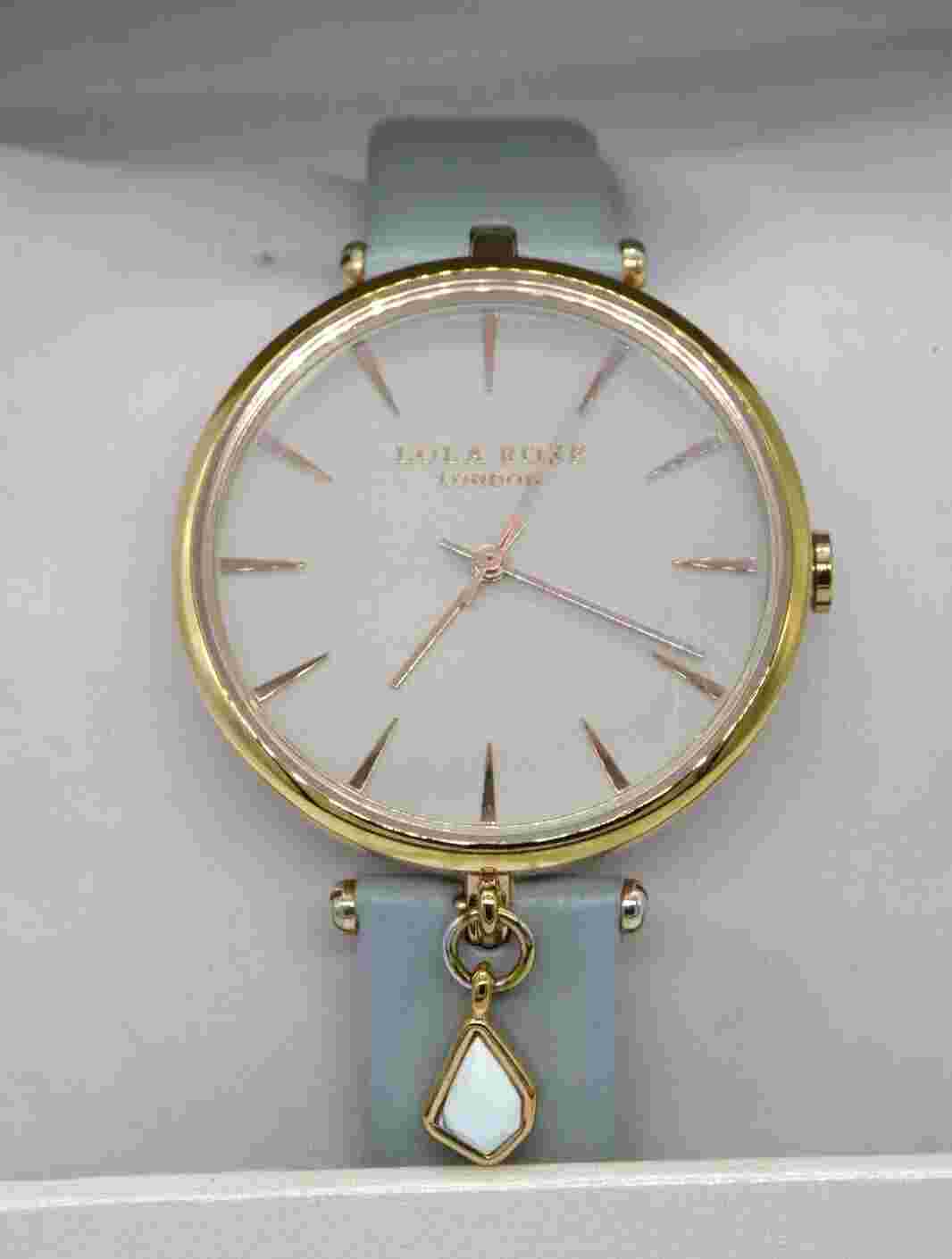 Lola Rose Ladies Watch Rose Gold Plated White Howlite Charm Grey Leather  Boxed