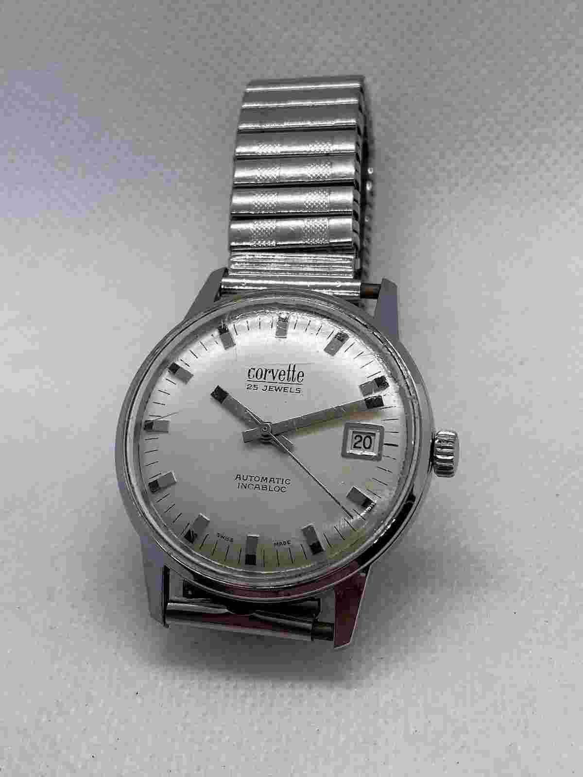 Vintage Corvette Men’s Watch, 25 Jewels, Automatic Incabloc , Working