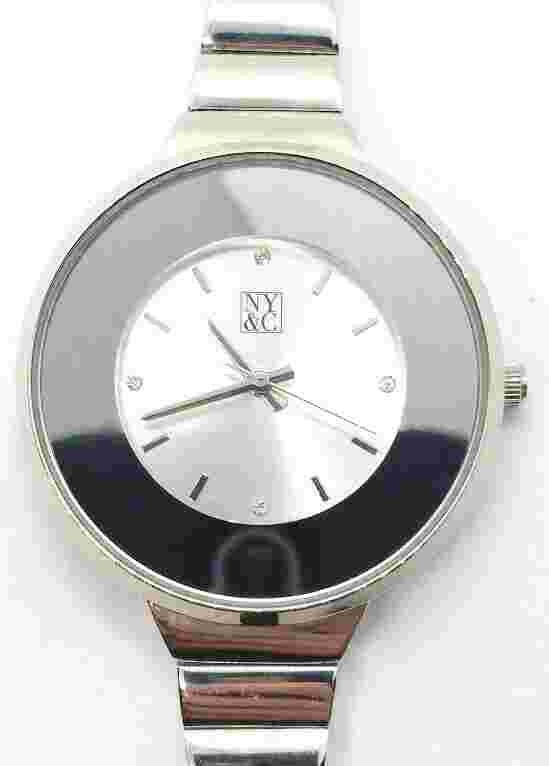 Lovely NY&C Silver Tone Rhinestone Dial Quartz Women's Watch - New Battery