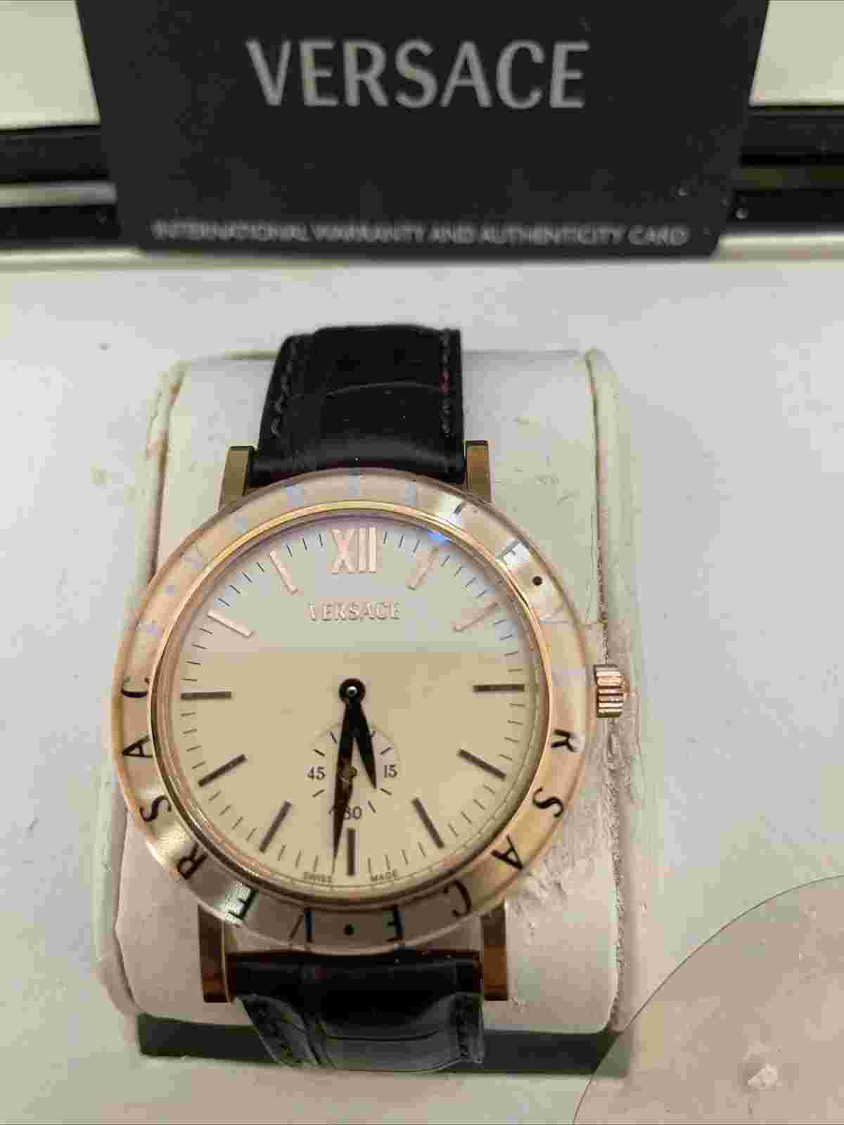 Versace 18k solid gold  large men wristwatch mechanical manual winding look pic