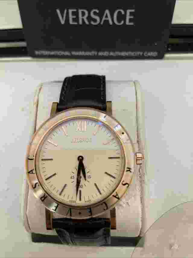 Versace 18k solid gold  large men wristwatch mechanical manual winding look pic