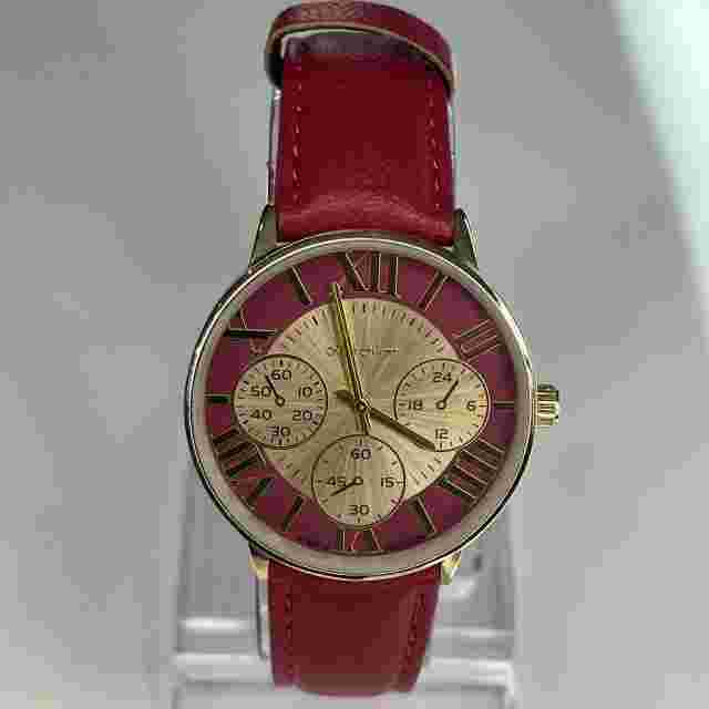 Mark Naimer Women's Watch Pink & Gold Tone Leather Band NEW BATTERY RUNS!