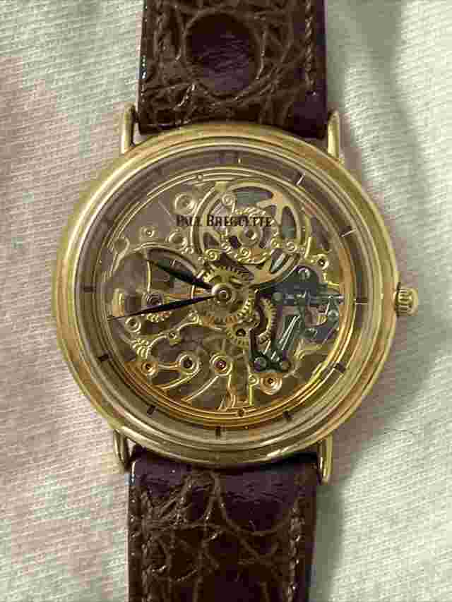14k Yellow Gold Paul Breguette Skeleton Watch 32 Mm Case Mechanic