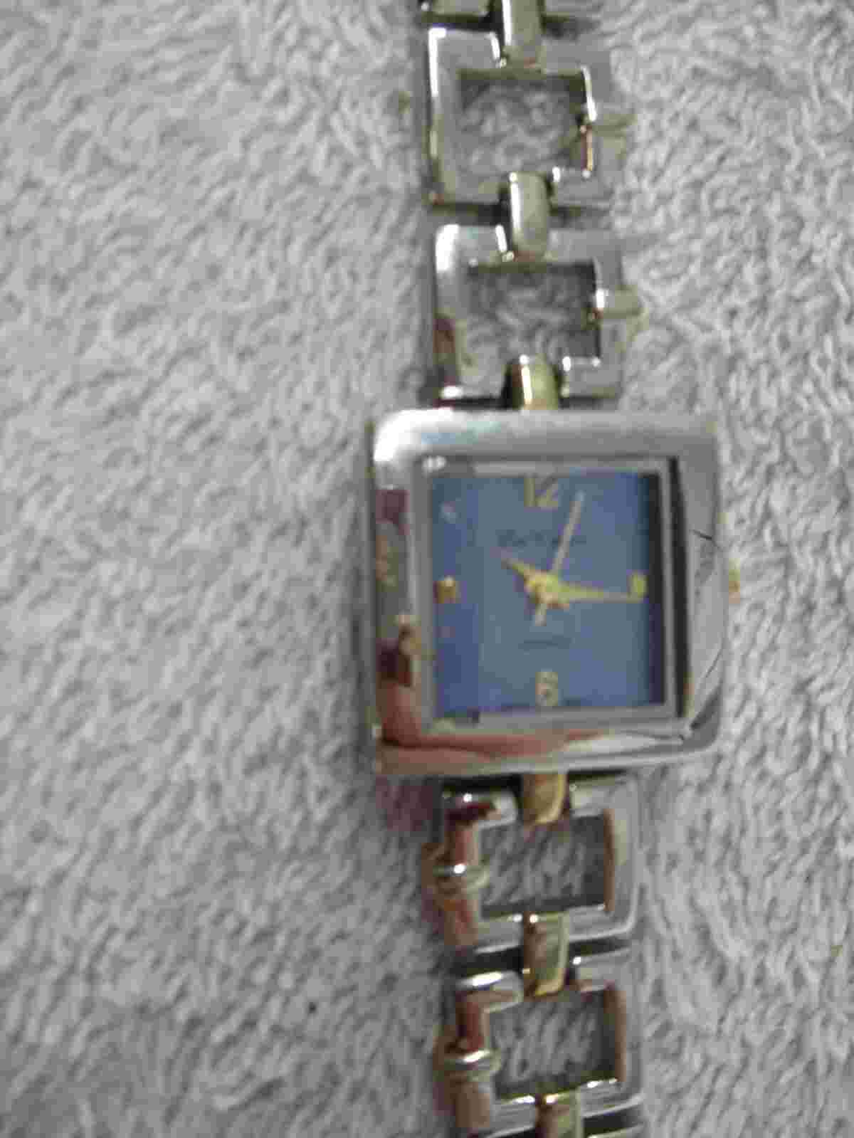 Da Vinci Wristwatch Quartz Blue Dial Square Stainless Steel Case Back Japan Movt