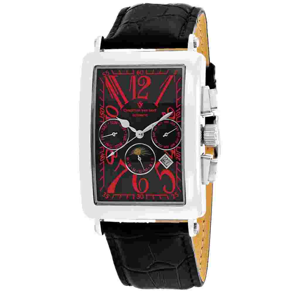 Christian Van Sant CV9134 Prodigy 52mm Men's Black Leather Watch