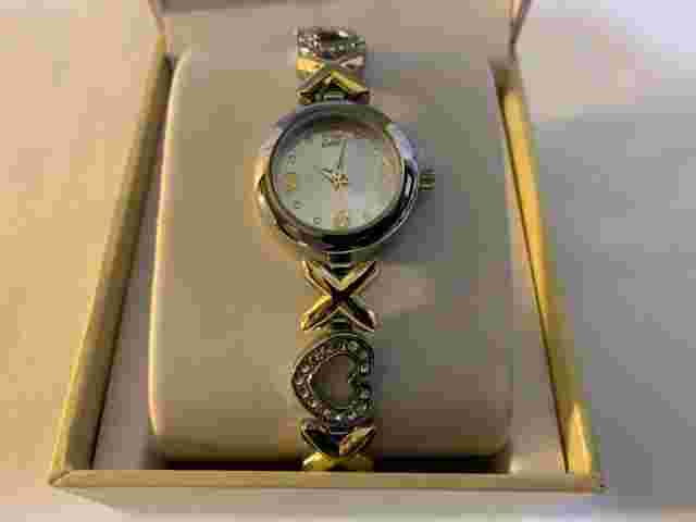 Charter Club Women's Two-Tone Mixed Metal Heart Bracelet 22mm Watch