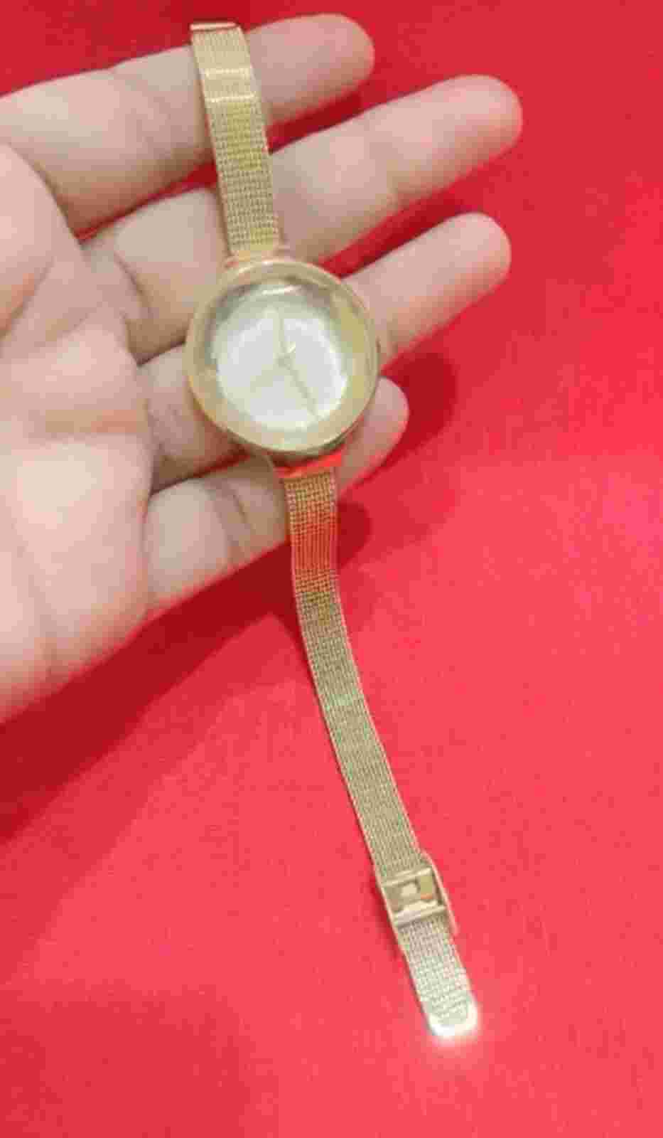 Rumba Time Womens Gold Tone Case Round Gold Mesh Band Watch