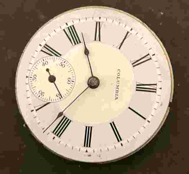 Antique Columbia 6s Pocket Watch Movement Running Ticks USA