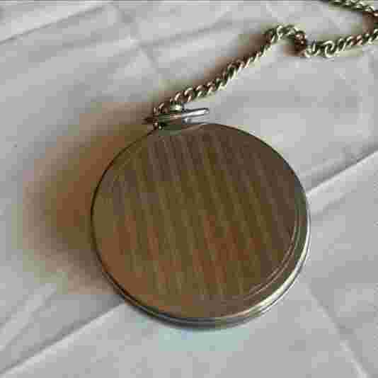 Molnija Pocket Watch Vintage Open-face Hand-winding Antique 1970s with-Chain