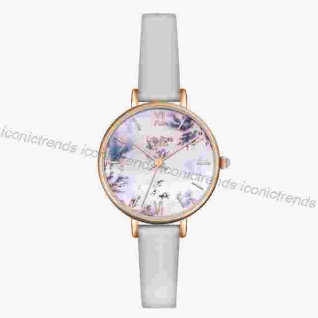 NWT 🦄  Lola Rose LR2042 Purple Display Silver Grey Leather Band 30mm Watch