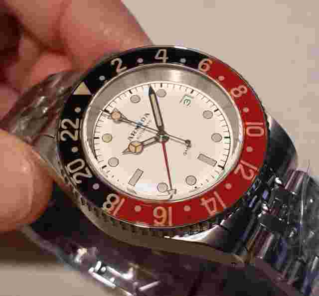 ARMIDA A9 GMT SWISS ETA 2893 AUTOMATIC 300M DIVER, BLACK/RED SAPPHIRE BEZEL,NEW