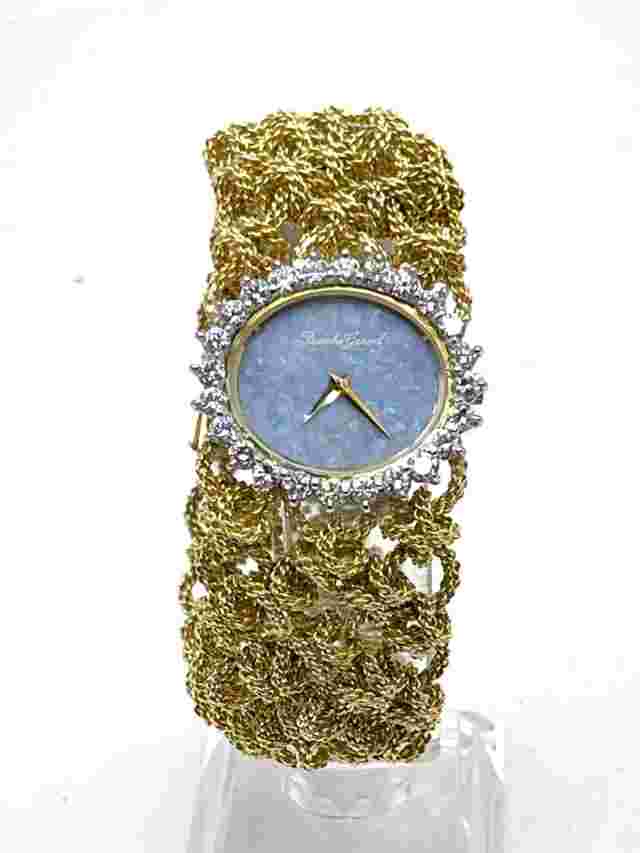 Bueche Girod Vintage 18K Gold Ladies Watch With Diamond bezel and Opal dial