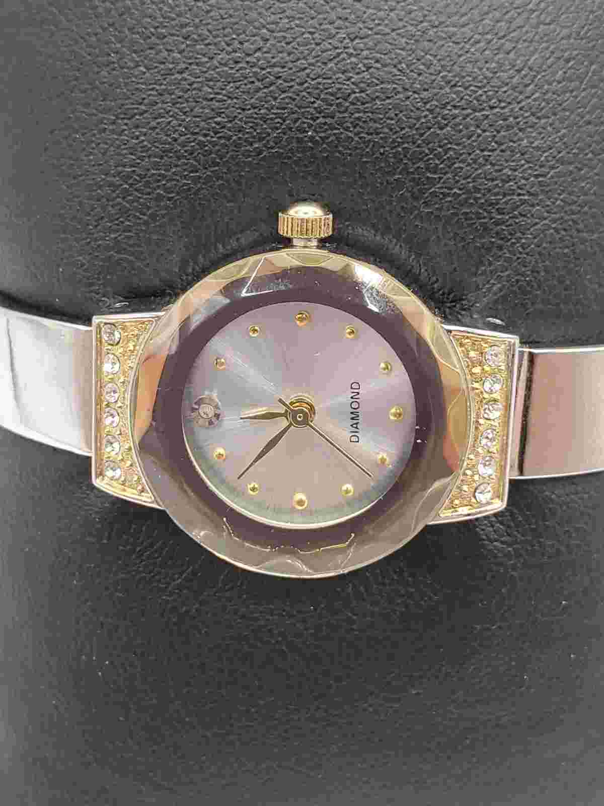 Allude Ladies Gemmed Quartz Watch 22mm Round Silver Tone Bracelet Band