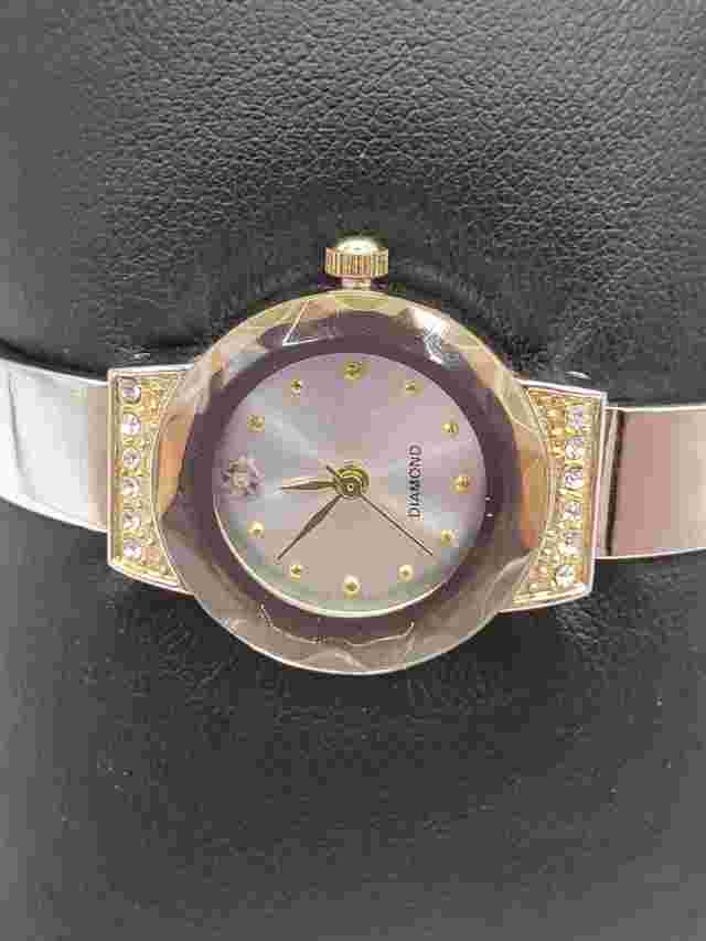 Allude Ladies Gemmed Quartz Watch 22mm Round Silver Tone Bracelet Band