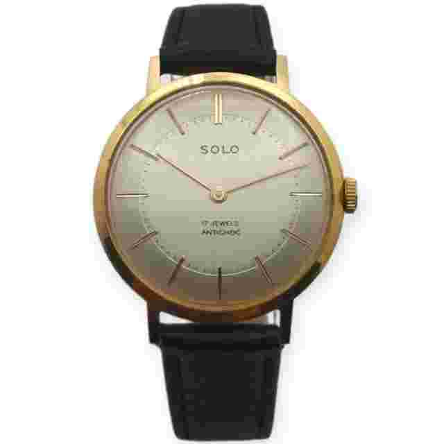 Solo 34mm 1960s Superbe Montre mécanique Vintage Calibre Lorsa 238 Bracelet Cuir