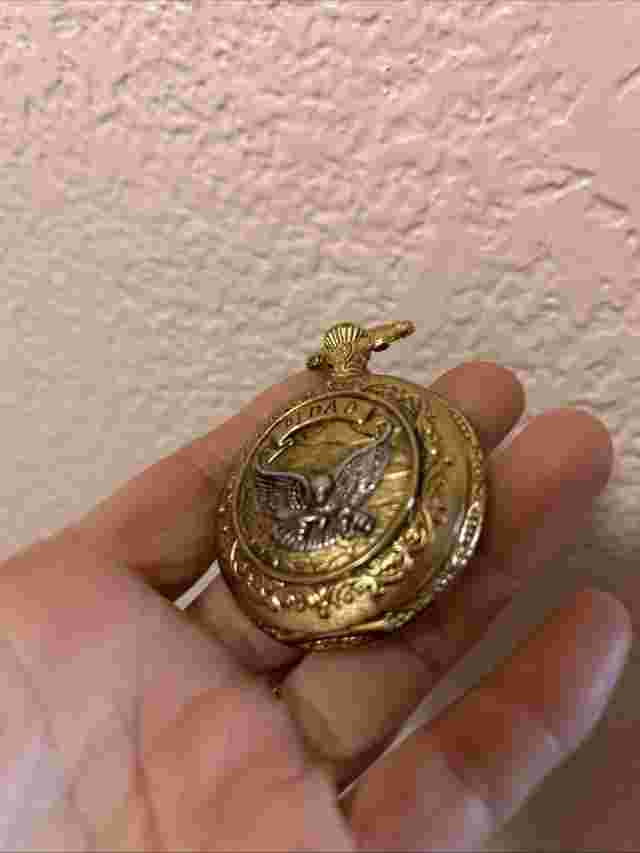 Vintage Milan Quartz Japan Movement Pocket Watch #1 Dad Eagle Gold Unisex Nice‼️