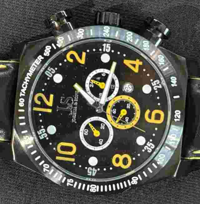 VANQUISH DIMPLE DIAL CHRONOGRAPH LEATHER STRAP JS-14