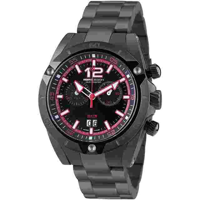 Mens Wristwatch MOMO DESIGN DIVE MASTER MD282BK-40 Chrono Stainless Steel Black