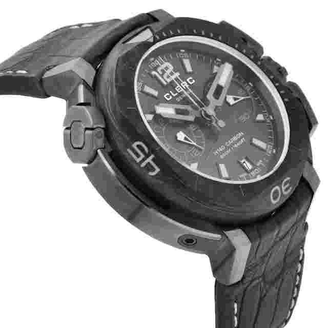 Clerc Central Chronograph Black Dial 49.86mm Automatic Mens Watch H140-7