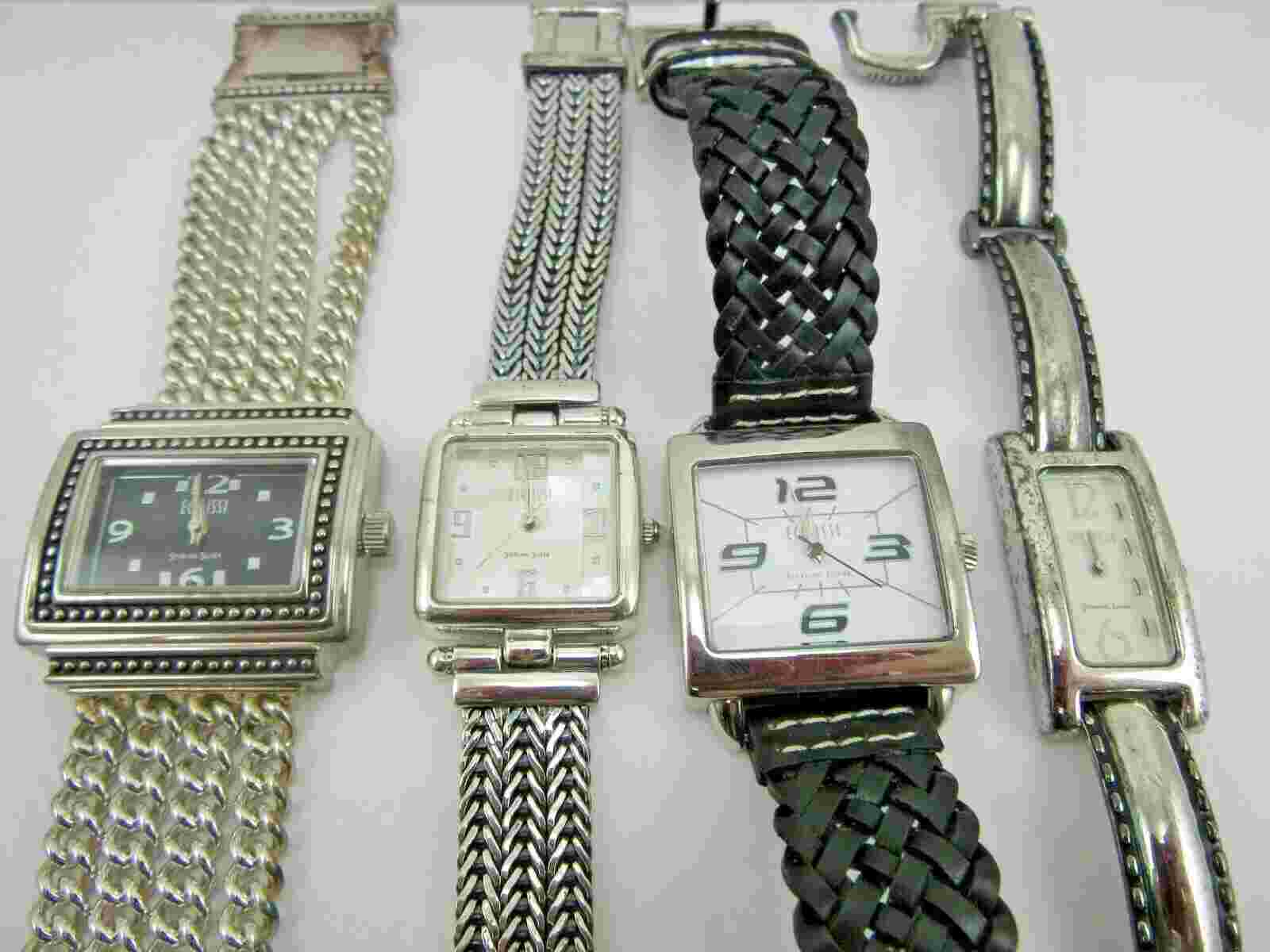 Lot of 4 Ladies ECCLISSI Sterling SILVER Wrist Watches- Mother of Pearl, Art Dec