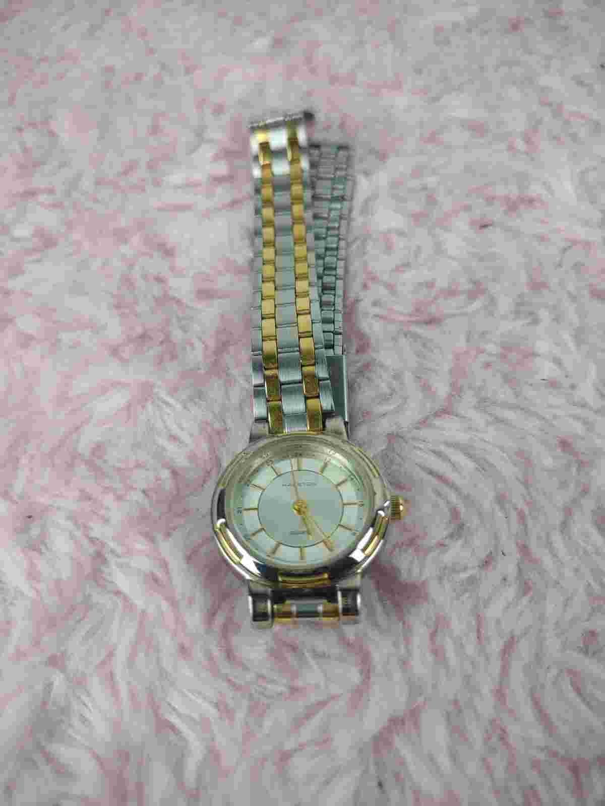 Vintage Halston Ladies Watch Diamond Accent Quartz Two Tone New Battery Included