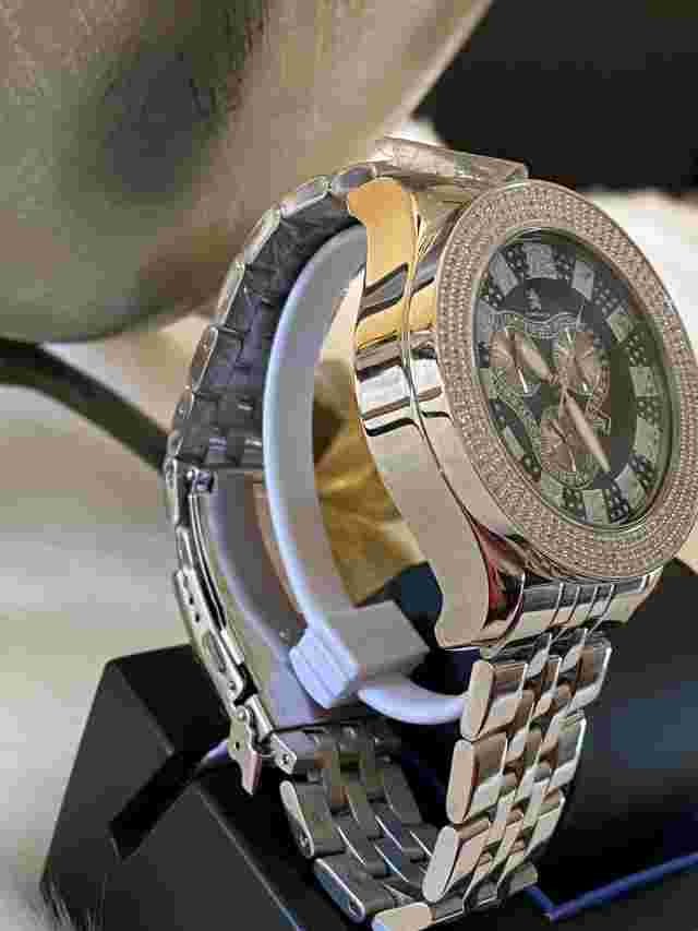 NWT Techno Master Chronograph stainless Steal Diamond Watch $2,700 List