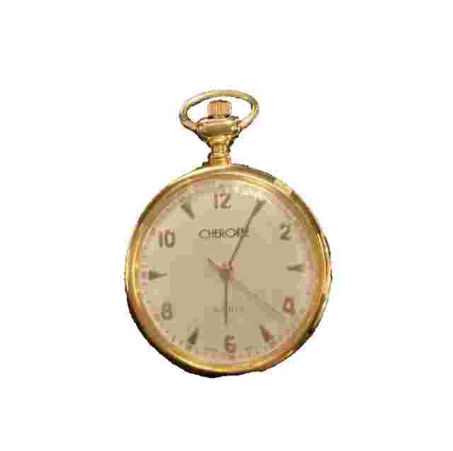 Vintage Polished Brass Cherokee Pocket Watch Quartz Movement Runs Batt Installed